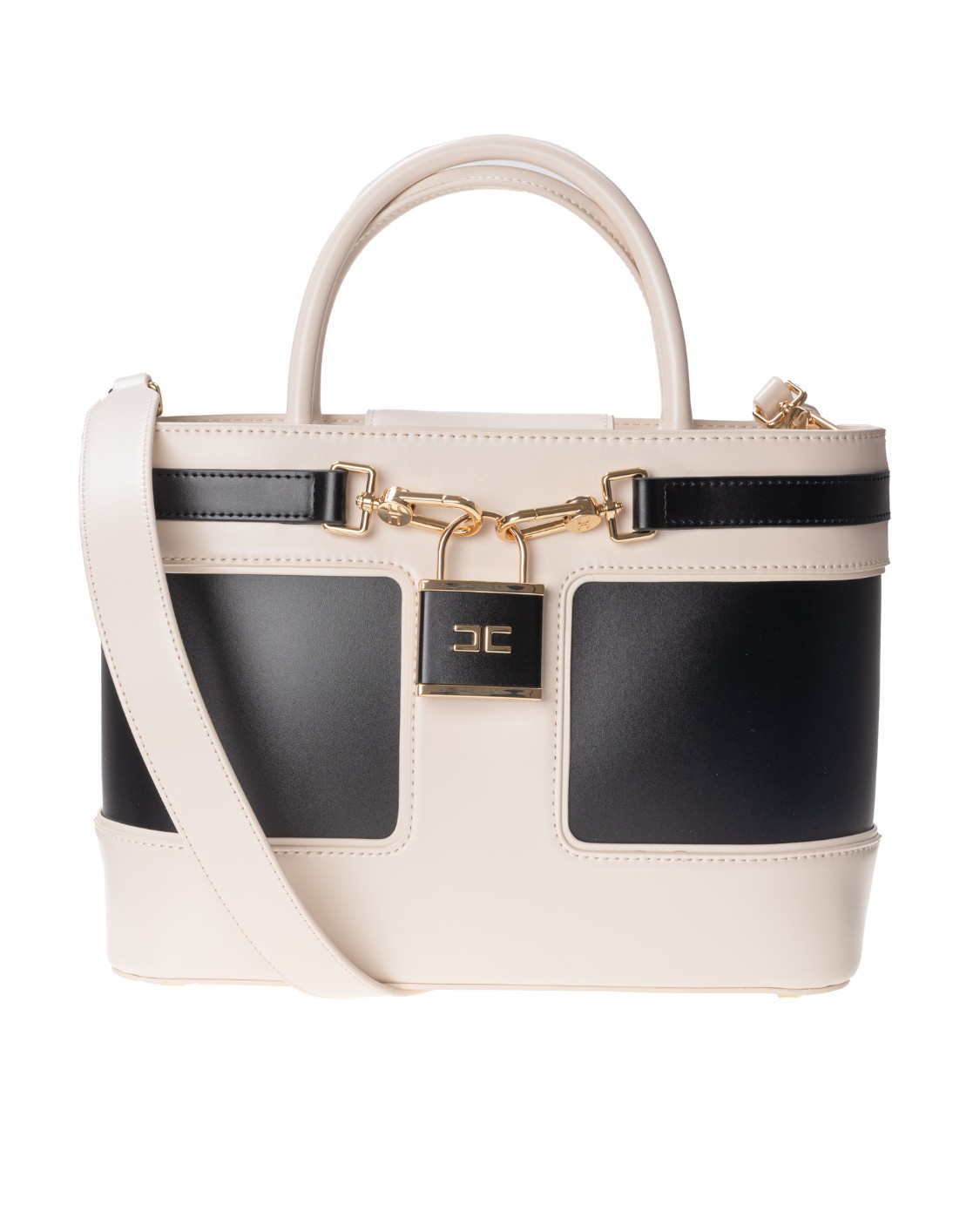 shop ELISABETTA FRANCHI Saldi Borsa: Elisabetta Franchi borsa shopper media con lucchetto.
Tracolla regolabile e rimovibile.
Pelle sintetica con effetto abrasivato, bicolore.
Lunghezza manici: 11 cm.
Dimensioni: 30 x 22 x 11 cm.
Composizione: 100% pelle sintetica.
Animal free.
Fabbricato in Italia.. BS41A22E2-E84BURRO/NERO number 8165533